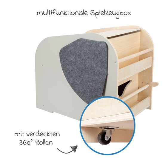 small foot Toy box with Seat and Wheels Elephant Wildlife - Beige