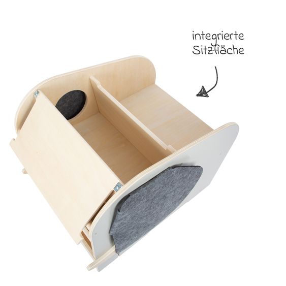 small foot Toy box with Seat and Wheels Elephant Wildlife - Beige