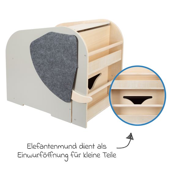 small foot Toy box with Seat and Wheels Elephant Wildlife - Beige