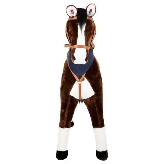 small foot Stehpferd XL mit Sound inkl. abnehmbarem Sattel mit Steigbügel, Trense mit Zügel & Halstuch - Braun