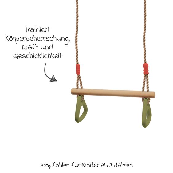 small foot Trapezstange mit Turnringen - Natur