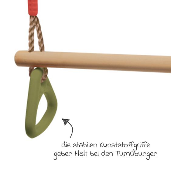 small foot Trapezstange mit Turnringen - Natur