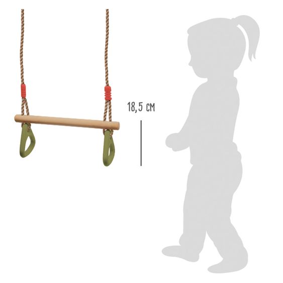 small foot Trapezstange mit Turnringen - Natur