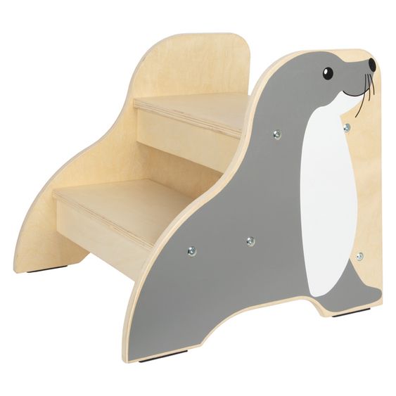 small foot Tritthocker Seehund bis 150 kg belastbar - Wildlife - Grau