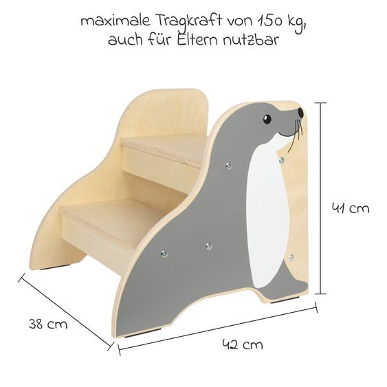 small foot Repose-Pieds Phoque Jusqu'à 150 Kg Charge - Faune - Gris