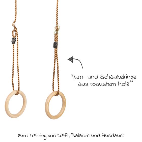 small foot Gym and swing rings made of wood - Braun