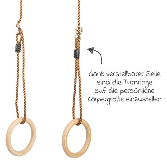 small foot Gym and swing rings made of wood - Braun