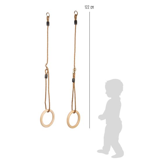 small foot Gym and swing rings made of wood - Braun