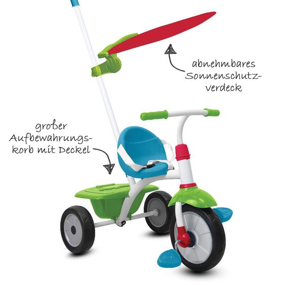 Smart Trike Dreirad Fun Plus - Blue Green Red