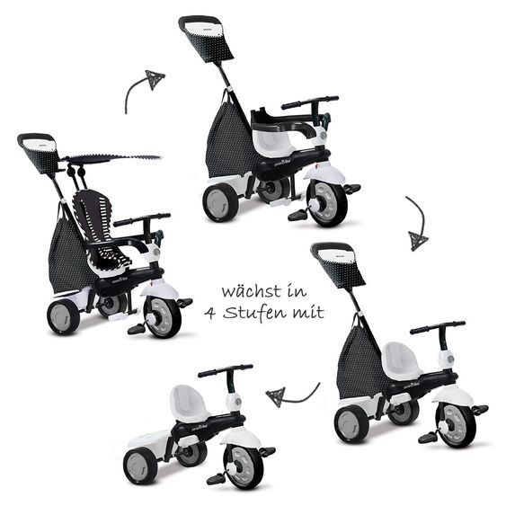 Smart Trike Dreirad Glow 4 in 1 mit Touch Steering - Black & White