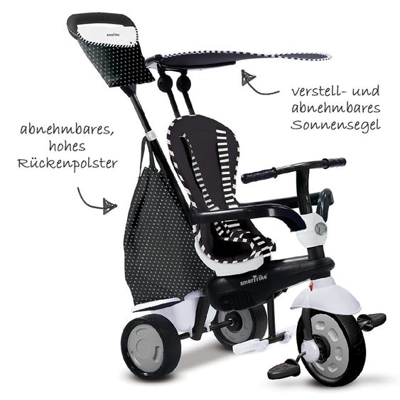 Smart Trike Dreirad Glow 4 in 1 mit Touch Steering - Black & White