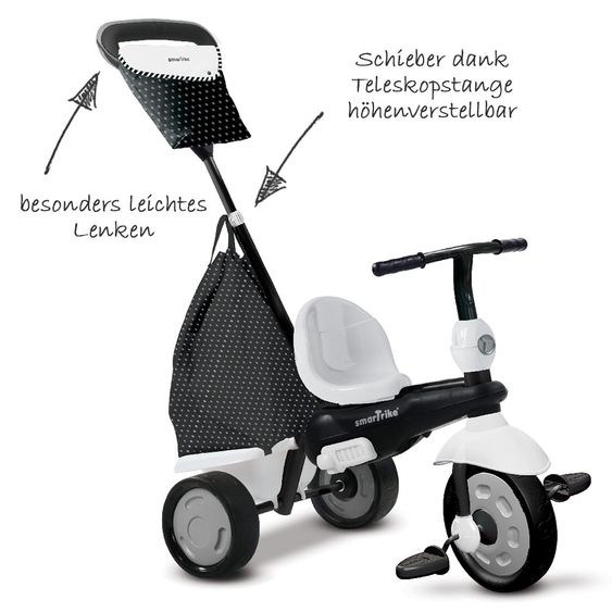 Smart Trike Dreirad Glow 4 in 1 mit Touch Steering - Black & White