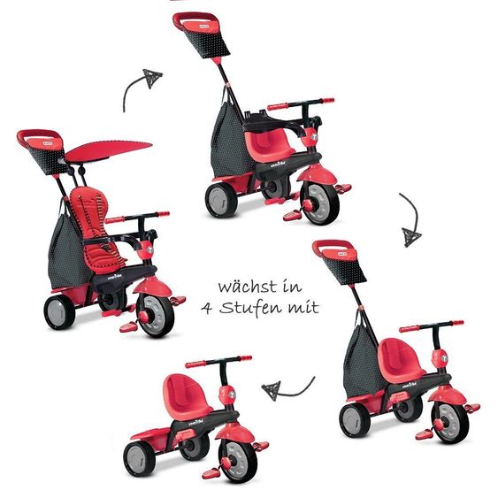 Smart Trike Triciclo Glow 4 in 1 con sterzo tattile - Rosso