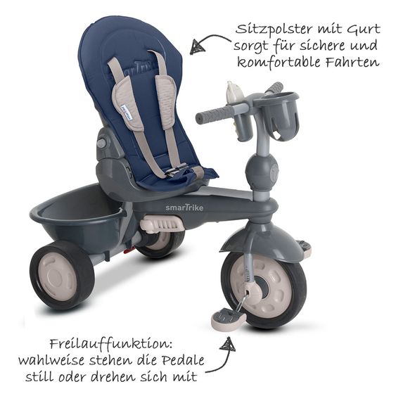 Smart Trike Dreirad Recliner Infinity 5 in 1 mit Touch Steering - Blue