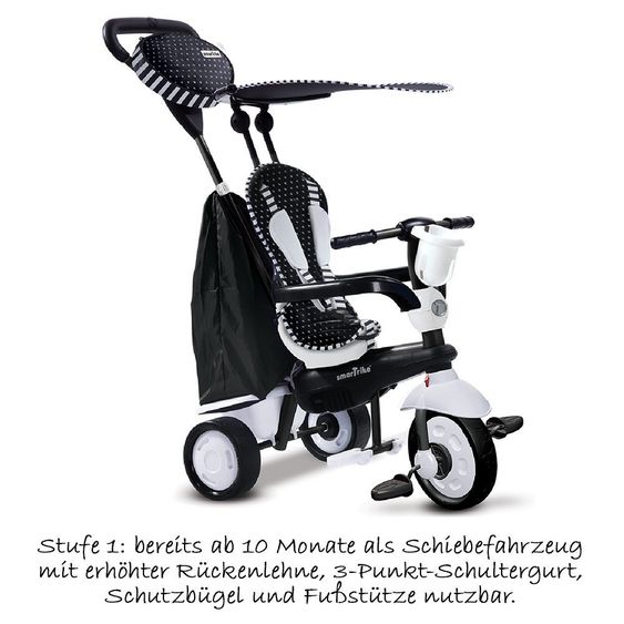 Smart Trike Dreirad Spark 4 in 1 mit Touch Steering - Black & White