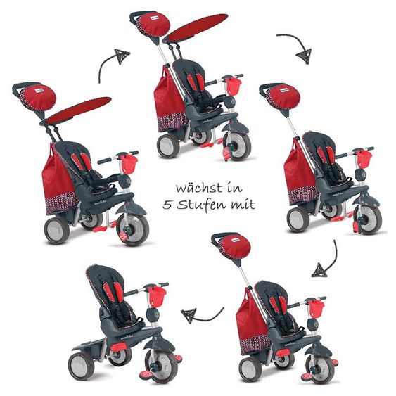 Smart Trike Triciclo Splash 5 in 1 con sterzo touch - Rosso