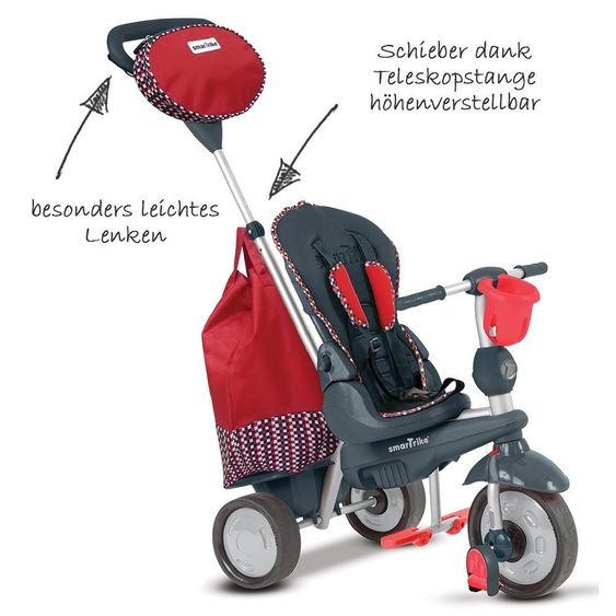 Smart Trike Triciclo Splash 5 in 1 con sterzo touch - Rosso