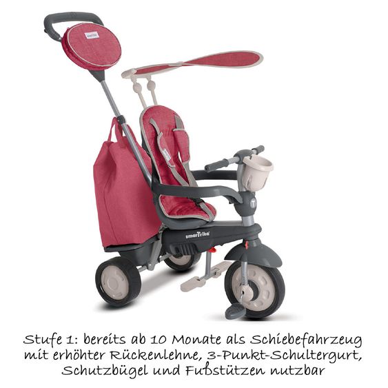 Smart Trike Dreirad Voyage 4 in 1 mit Touch Steering - Red