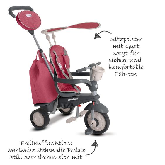 Smart Trike Dreirad Voyage 4 in 1 mit Touch Steering - Red