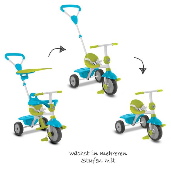 Smart Trike Dreirad Zip - 3 in 1 mit Touch Steering - Blue Green