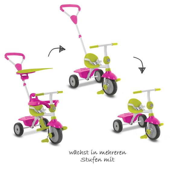 Smart Trike Dreirad Zip - 3 in 1 mit Touch Steering - Pink Green