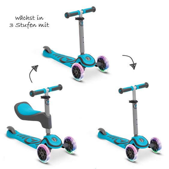 Smart Trike Laufrad & Roller Scooter T1 mit Leuchträdern - Blue