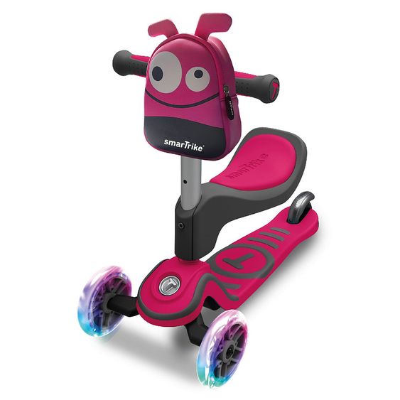 Smart Trike Ruota da corsa e monopattino Scooter T1 con ruote illuminate - Rosa