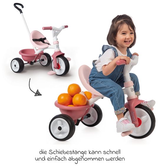 Smoby Toys Dreirad Be Move - mit Gurt & Schiebestange - Rose