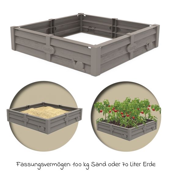 Smoby Toys Sandkasten Square Garden 76 x 76 cm - Grau