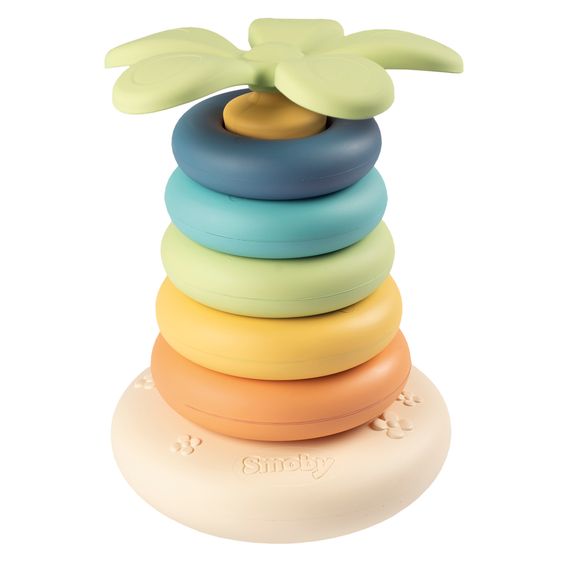 Smoby Toys Stacking tower stand-up ring pyramid Green - made from sustainable raw materials