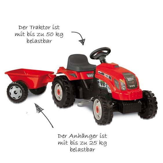 Smoby Toys Trettraktor GM mit Anhänger - Rot