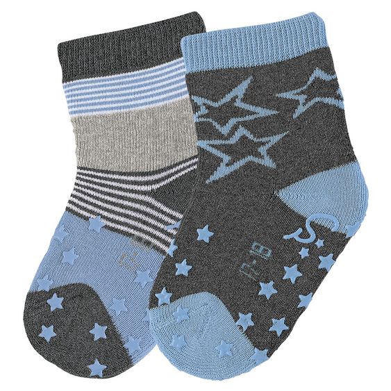 Sterntaler 2er Pack ABS-Krabbelsöckchen - Sterne Ringel Blau - Gr. 17/18