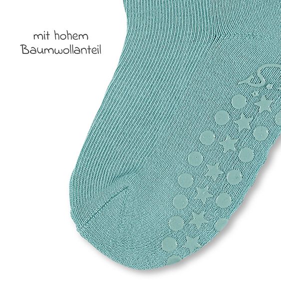 Sterntaler 2er Pack Krabbelsocken Kurz Vollplüsch im Sohlenbereich - Grau Türkis - Gr. 17/18