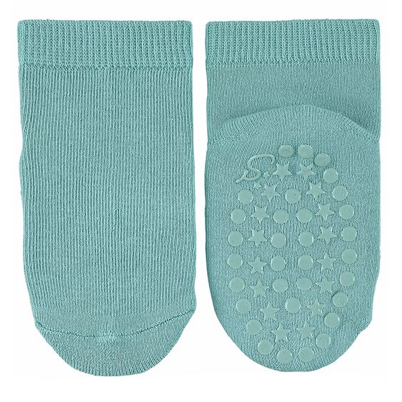 Sterntaler 2er Pack Krabbelsocken Kurz Vollplüsch im Sohlenbereich - Grau Türkis - Gr. 17/18