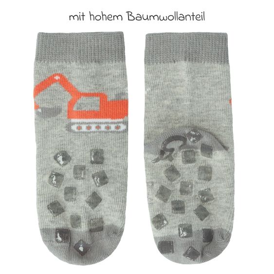 Sterntaler 2er Pack Krabbelsocken Vollplüsch - Bagger - Grau - Gr. 19/20