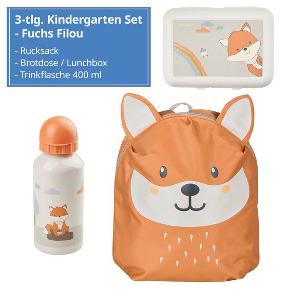Sterntaler 3-pcs Kindergarten Set - Mini Backpack, Lunchbox & Drinking Bottle - Fuchs Filou