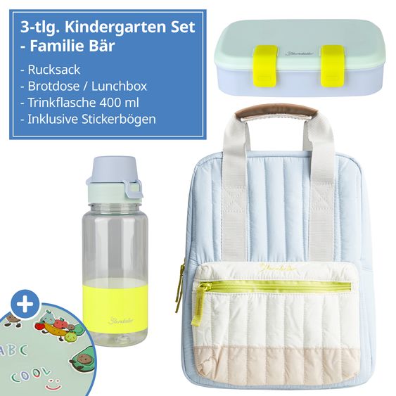 Sterntaler Set Asilo 3 pz. Zaino, porta pranzo & borraccia - Famiglia Orso