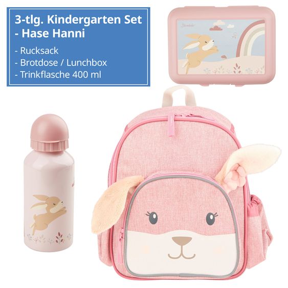 Sterntaler 3-pcs Kindergarten Set - Backpack, Lunchbox & Drinking Bottle - Hase Hanni