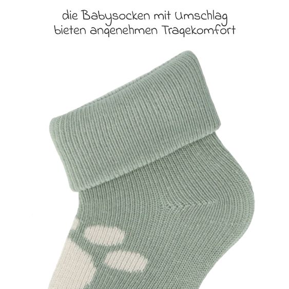 Sterntaler 3er Pack Erstlingssocken mit Umschlag - Bär - Offwhite Grau Grün - Gr. 0-4 Monate