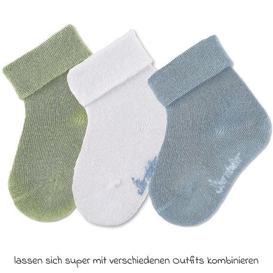 Sterntaler 3er Pack Socken mit Umschlag - Grün Weiß Blau - Gr. 17/18