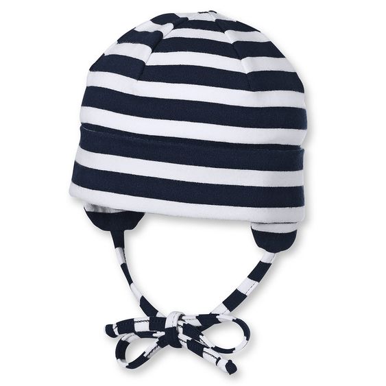 Sterntaler Beanie zum Binden - Ringel Dunkelblau Weiß - Gr. 37