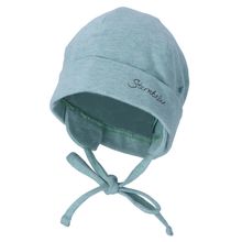 Erstlingsmütze Beanie zum Binden - Grün meliert - Gr. 37