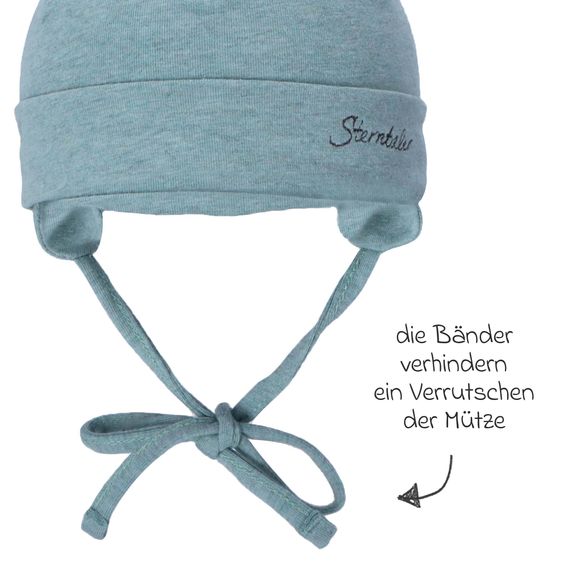Sterntaler Erstlingsmütze Beanie zum Binden - Grün meliert - Gr. 37