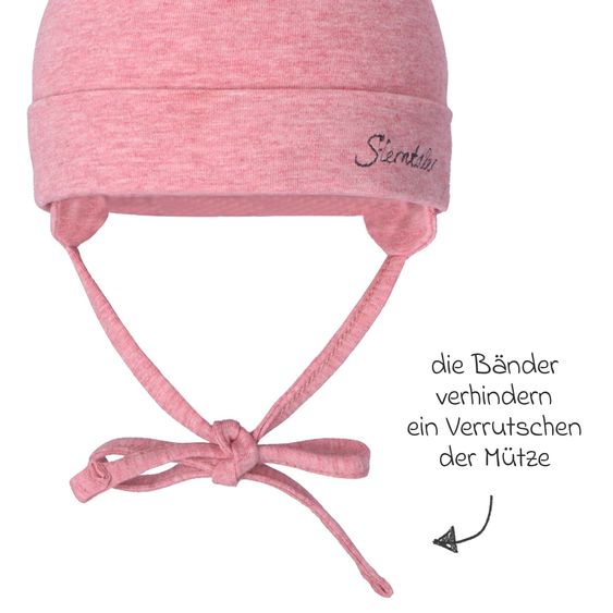 Sterntaler Erstlingsmütze Beanie zum Binden - Rosa meliert - Gr. 41