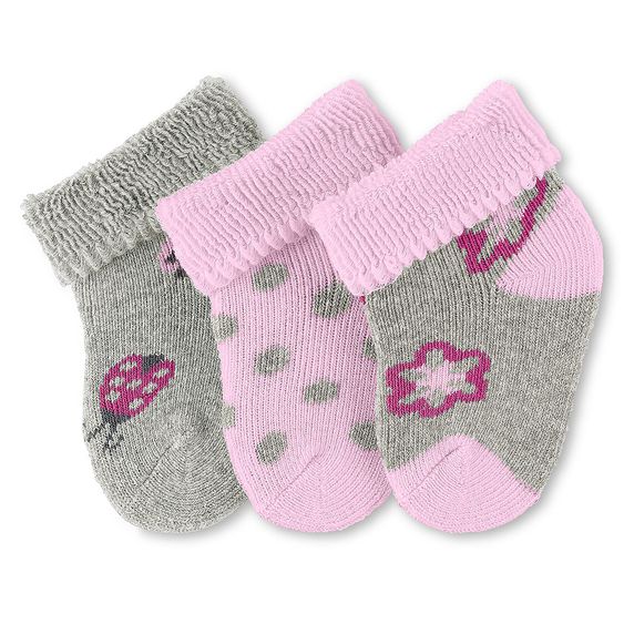 Sterntaler Erstlingssocken 3er Pack - Grau Rosa - Gr. 0 - 4 Monate