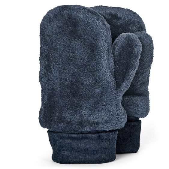 Sterntaler Flausch-Fäustel mit Daumen + Strickbündchen - Marine - Gr. 1