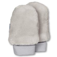 Flausch-Fäustel mit Strickbündchen Gr. 0 - Hellgrau