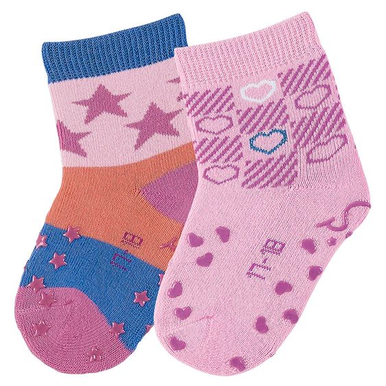 Sterntaler Krabbelsocken 2er Pack - Herzen Rosa Pink - Gr. 17/18