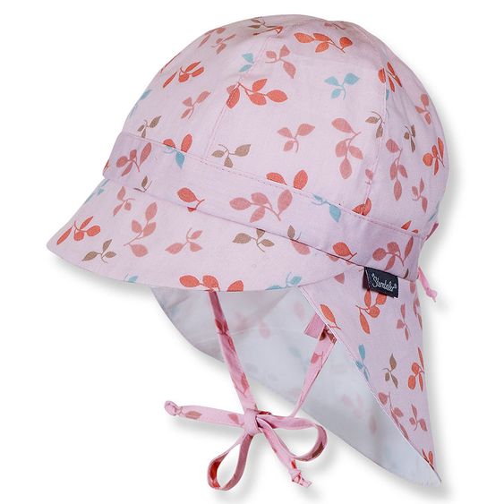 Sterntaler Schirmmütze mit Nackenschutz - Blätter Rosa - Gr. 45