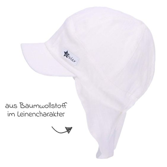 Sterntaler Schirmmütze mit Nackenschutz LSF - Weiß - Gr. 47